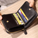 Women Short Zipper Cute Coin Purse Mini Wallet(Black)