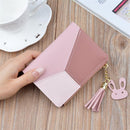 Short Leather Women Zipper Purse Panelled Wallets Trendy Coin Purse(Pink)
