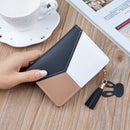 Short Leather Women Zipper Purse Panelled Wallets Trendy Coin Purse(Pink)