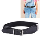 2 PCS Kids Polyester + PU Leather Square Pin Buckle Adjustable Elastic Belt, Length:65cm(Black)