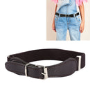 2 PCS Kids Polyester + PU Leather Square Pin Buckle Adjustable Elastic Belt, Length:65cm(Coffee)