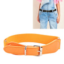 2 PCS Kids Polyester + PU Leather Square Pin Buckle Adjustable Elastic Belt, Length:65cm(Orange)
