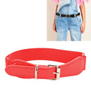 2 PCS Kids Polyester + PU Leather Square Pin Buckle Adjustable Elastic Belt, Length:65cm(Red)