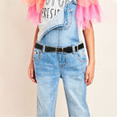 2 PCS Kids Polyester + PU Leather Square Pin Buckle Adjustable Elastic Belt, Length:65cm(Red)