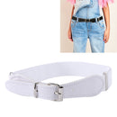 2 PCS Kids Polyester + PU Leather Square Pin Buckle Adjustable Elastic Belt, Length:65cm(White)