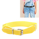 2 PCS Kids Polyester + PU Leather Square Pin Buckle Adjustable Elastic Belt, Length:65cm(Yellow)