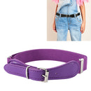 2 PCS Kids Polyester + PU Leather Square Pin Buckle Adjustable Elastic Belt, Length:65cm(Purple)