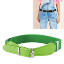 2 PCS Kids Polyester + PU Leather Square Pin Buckle Adjustable Elastic Belt, Length:65cm(Green)