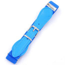 2 PCS Kids Polyester + PU Leather Square Pin Buckle Adjustable Elastic Belt, Length:65cm(Sky Blue)