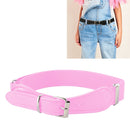 2 PCS Kids Polyester + PU Leather Square Pin Buckle Adjustable Elastic Belt, Length:65cm(Pink)