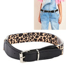 2 PCS Kids Polyester + PU Leather Square Pin Buckle Adjustable Elastic Belt, Length:65cm(Leopard)
