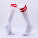 Children Football Socks Boys Soccer Sock Kid Above Knee Plain Socks Long Soccer Stockings Men Over Knee High Sock, Size:Adult Size(White with Red)