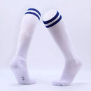 Children Football Socks Boys Soccer Sock Kid Above Knee Plain Socks Long Soccer Stockings Men Over Knee High Sock, Size:Adult Size(White with Blue)
