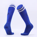 Children Football Socks Boys Soccer Sock Kid Above Knee Plain Socks Long Soccer Stockings Men Over Knee High Sock, Size:Adult Size(White with Blue)