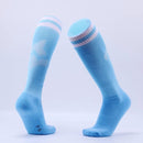 Children Football Socks Boys Soccer Sock Kid Above Knee Plain Socks Long Soccer Stockings Men Over Knee High Sock, Size:Adult Size(White with Blue)