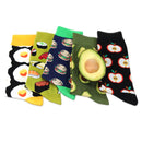5 Pairs Fruit Food Socks Short Funny Cotton Socks(Avocado)