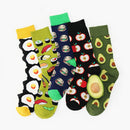 5 Pairs Fruit Food Socks Short Funny Cotton Socks(Omelette)