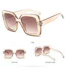 2 PCS Oversized Sunglasses Women Luxury Transparent Gradient Sun Glasses Big Frame Vintage Eyewear UV400 Glasses(Brown)
