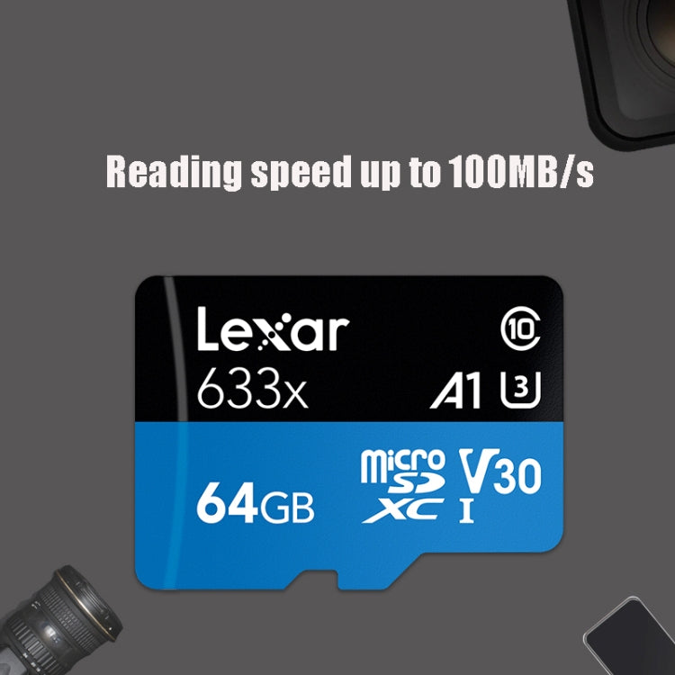 Lexar 633x 64GB High-speed Driving Recorder Dedicated Mobile Phone Memory Card DVR TF Card