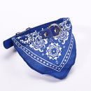 Adjustable Dog Bandana Leather Printed Soft Scarf Collar Neckerchief for Puppy Pet, Size:M(Blue)