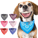 Adjustable Dog Bandana Leather Printed Soft Scarf Collar Neckerchief for Puppy Pet, Size:M(Blue)