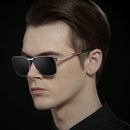 Vintage Square Sunglasses Male UV400 Polarized Lens Sun Glasses(Gray+Blue)