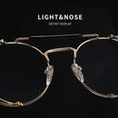 Retro Round Metal Sunglasses Unisex Design UV Protection Glasses(Coffee+Brown)