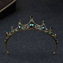 Vintage Small Baroque Green Crystal Tiaras Crowns for Women Girls Bride Wedding Hair Jewelry Accessories as show