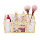 Glass Storage Box Manicure Skin Care Cosmetic Brush Tool Desktop Storage Cosmetic Box(Copper)