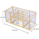 Glass Storage Box Manicure Skin Care Cosmetic Brush Tool Desktop Storage Cosmetic Box(Copper)