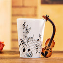 Guitar Ceramic Cup Personality Music Note Milk Juice Lemon Mug Coffee Tea Cup Home Office Drinkware Unique Gift(Violin freedom)