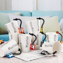 Guitar Ceramic Cup Personality Music Note Milk Juice Lemon Mug Coffee Tea Cup Home Office Drinkware Unique Gift(Wooden Guitar Free)