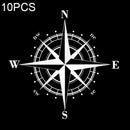 10 PCS Art Design Vinyl NSWE Compass Car Stickers Decals, Black + White