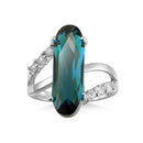 Classic 925 Sterling Silver Zircon Crystal Engagement Ring For Women, Ring Size:10(Green)