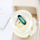 Classic 925 Sterling Silver Zircon Crystal Engagement Ring For Women, Ring Size:10(Green)