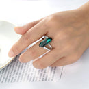 Classic 925 Sterling Silver Zircon Crystal Engagement Ring For Women, Ring Size:10(Green)
