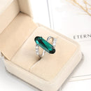 Classic 925 Sterling Silver Zircon Crystal Engagement Ring For Women, Ring Size:10(Green)