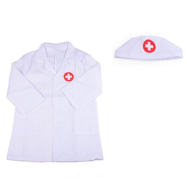 Small Nurses Serve Doctors Cosplay Experience Clothing with Children Toys and Gifts(White)