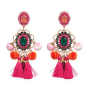 Drop Hairball Earring Handmade Tassel Big Earring Fringed earrings(Pink)
