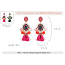 Drop Hairball Earring Handmade Tassel Big Earring Fringed earrings(Pink)