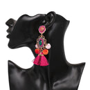 Drop Hairball Earring Handmade Tassel Big Earring Fringed earrings(Pink)