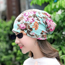 Autumn and Winter Ladies Cotton Flower Print Hat Windproof Warm Beanie, Size:50-60cm(Flower Sky Blue)