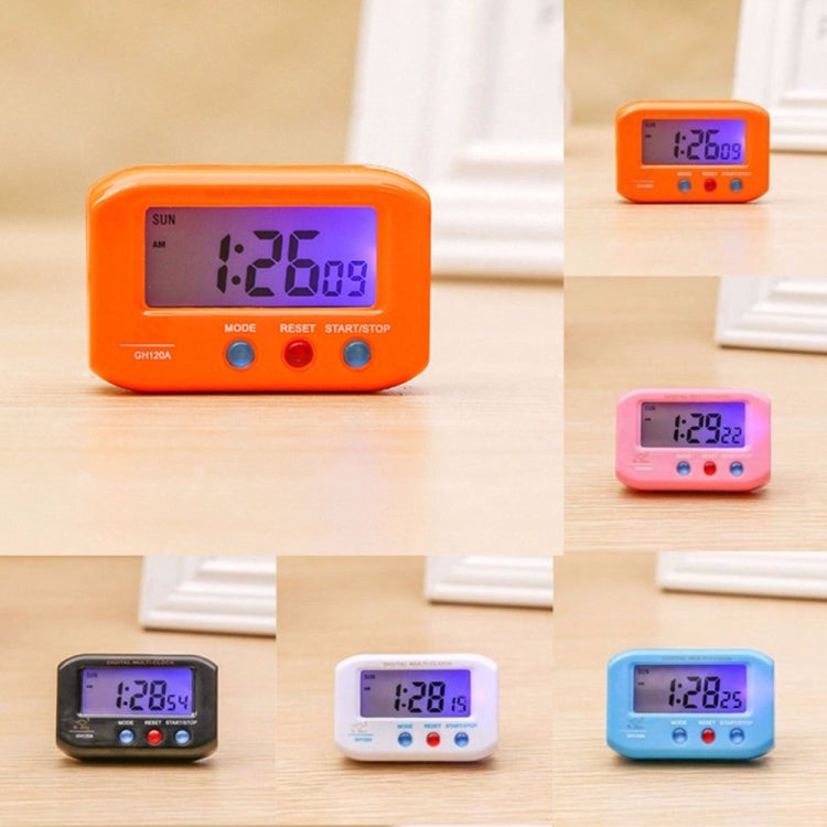 Portable Pocket Sized Digital Electronic Travel Alarm Clock Automotive Electronic Luminous Stopwatch LCD Clock(White)