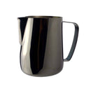 Milk Jug 0.3-0.6L Stainless Steel Frothing Pitcher Pull Flower Cup Coffee Milk Frother Latte Art Milk Foam Tool Coffeware, Capacity:350ml(black)