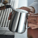 Milk Jug 0.3-0.6L Stainless Steel Frothing Pitcher Pull Flower Cup Coffee Milk Frother Latte Art Milk Foam Tool Coffeware, Capacity:350ml(black)