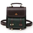 Vintage PU Leather Women Backpack Simple Preppy Style Backpack(Green)