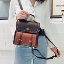Vintage PU Leather Women Backpack Simple Preppy Style Backpack(Green)
