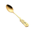 Small Mini Stainless Steel Rose Flower Coffee Spoon Strring Spoon Teaspoon Tea Spoon Dessert Spoon Long Handle Tableware(Titanium Gold)