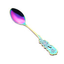 Small Mini Stainless Steel Rose Flower Coffee Spoon Strring Spoon Teaspoon Tea Spoon Dessert Spoon Long Handle Tableware(Multicolor)