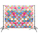 2.1m x 1.5m Mermaid Scales 3D Childrens Birthday Party Photo Photography Background Cloth